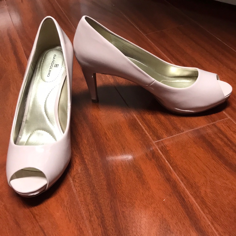 Pink patent peep toe